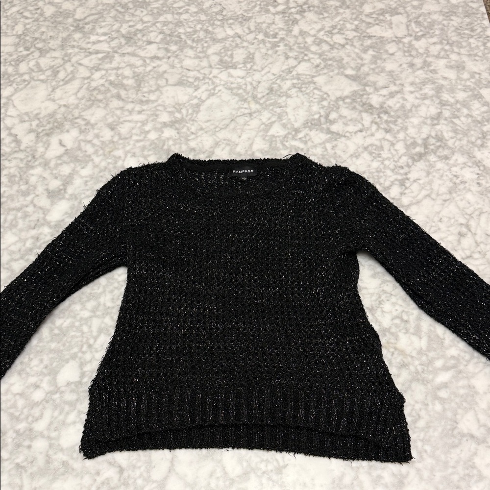 Rampage Glittery Black Crew Neck Sweater